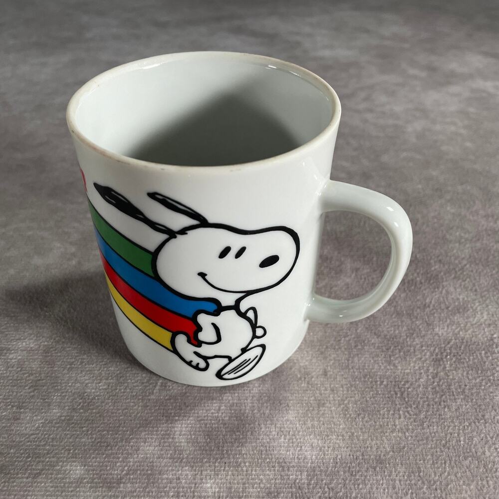 70s Peanuts Snoopy Coffee Mug This Has Been A Happy Day Rainbow Japan White